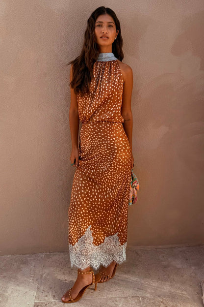 Never Fully Dressed Value - Deer Print Midi Maeva Skirt Petite with Lace Trim - Never Fully Dressed