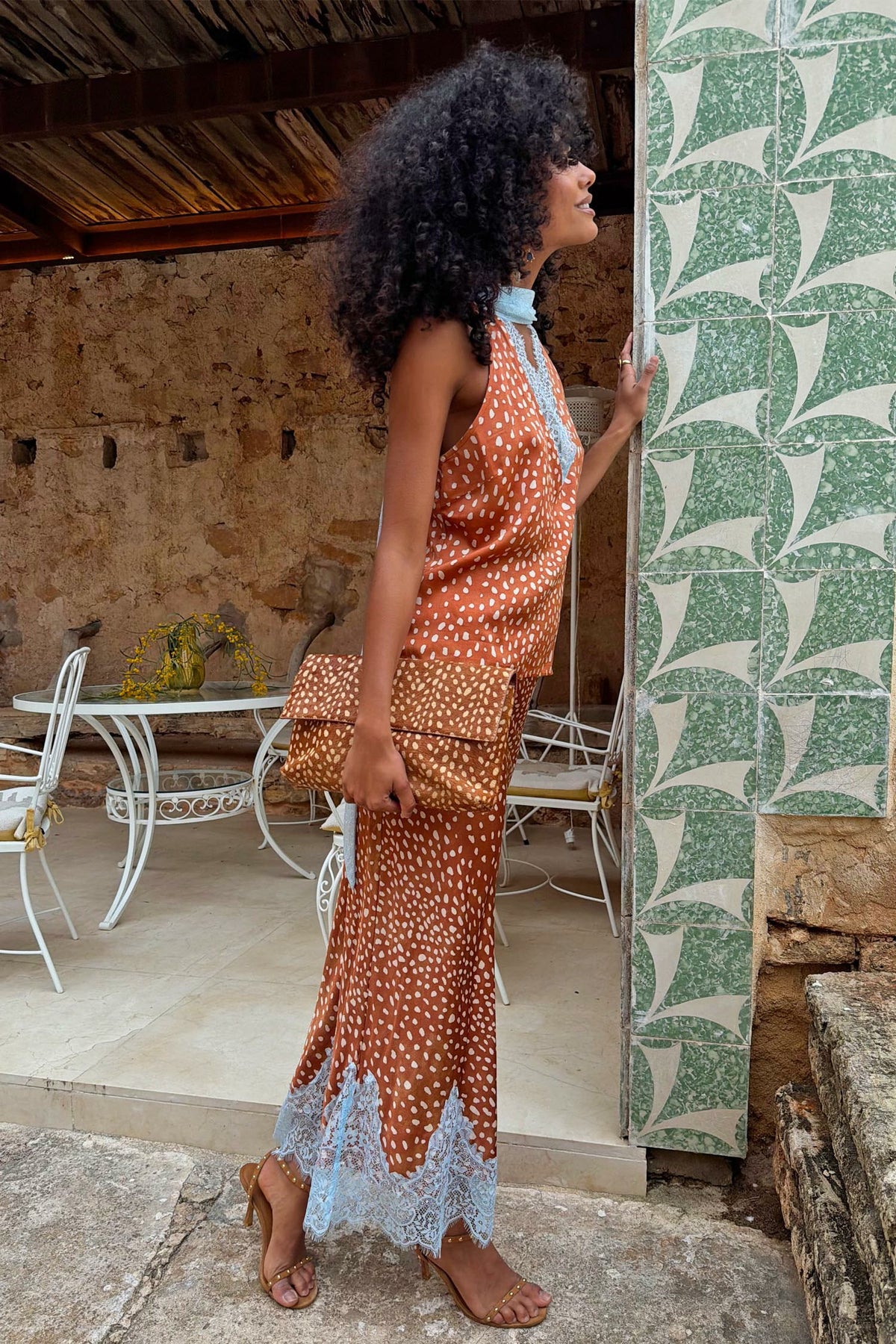 Never Fully Dressed Value - Deer Print Midi Maeva Skirt Petite with Lace Trim - Never Fully Dressed