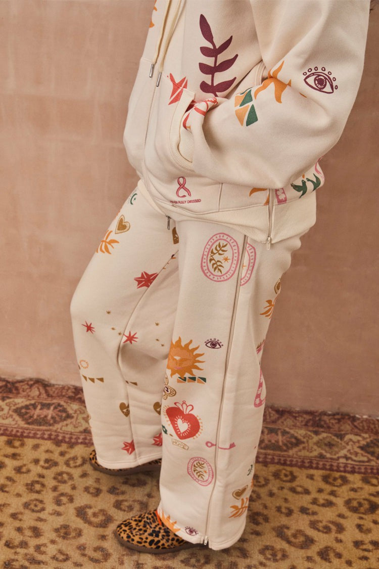Never Fully Dressed Value - Cream Sundazed Wide Leg Accessible Joggers - Future Dreams - Never Fully Dressed